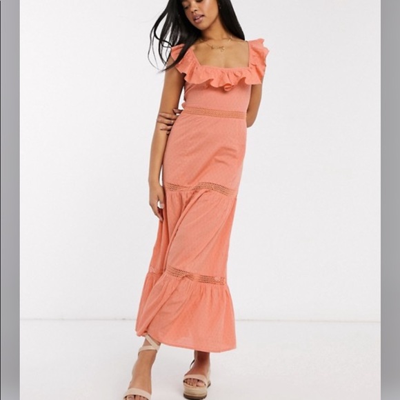 ASOS Dresses & Skirts - ASOS DESIGN square neck lace insert tiered  dress